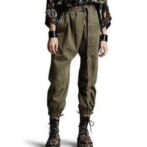 R13 Women's Crossover Utility Drop Pant, Olive‎ Stone Enzyme Wash (Sz 27)